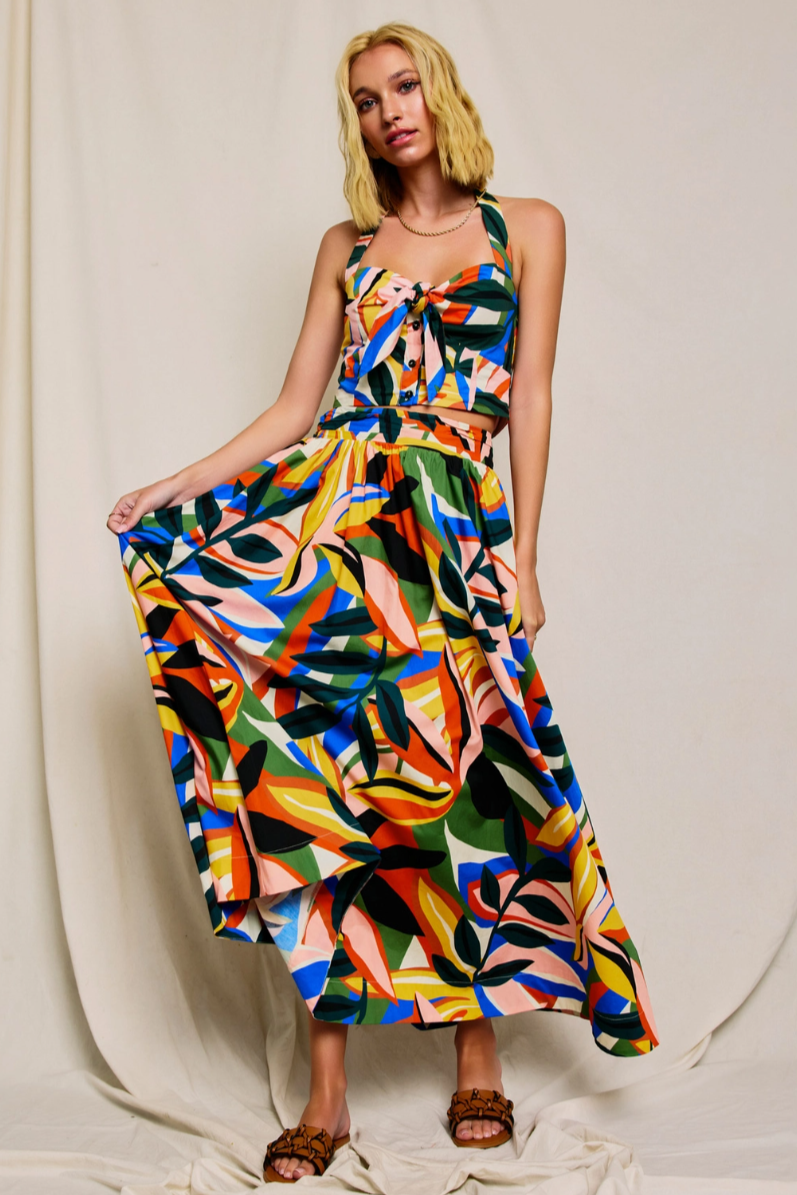 •BONITA• flowy woven midi skirt