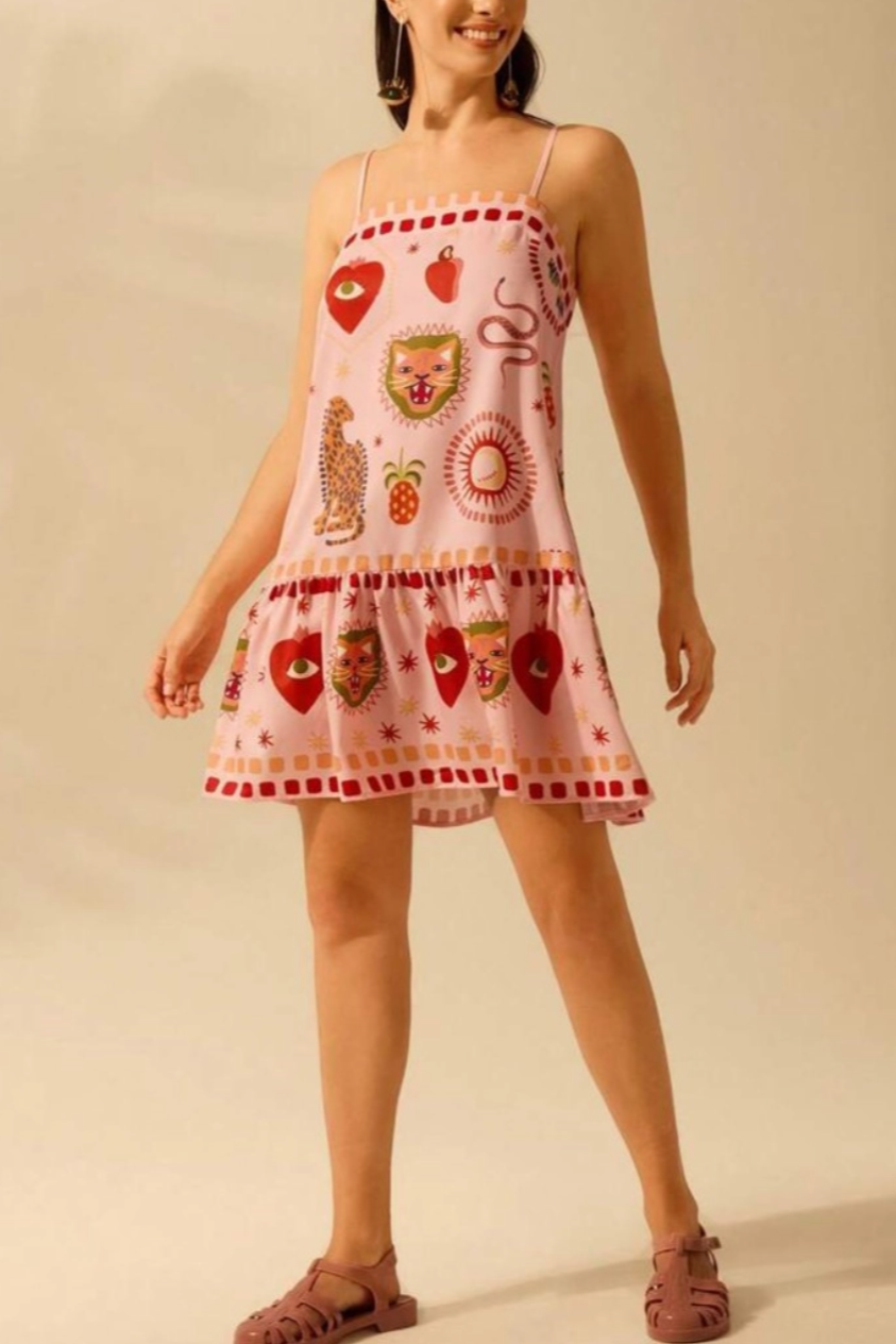 •RAWR <3• woven drop waist mini dress