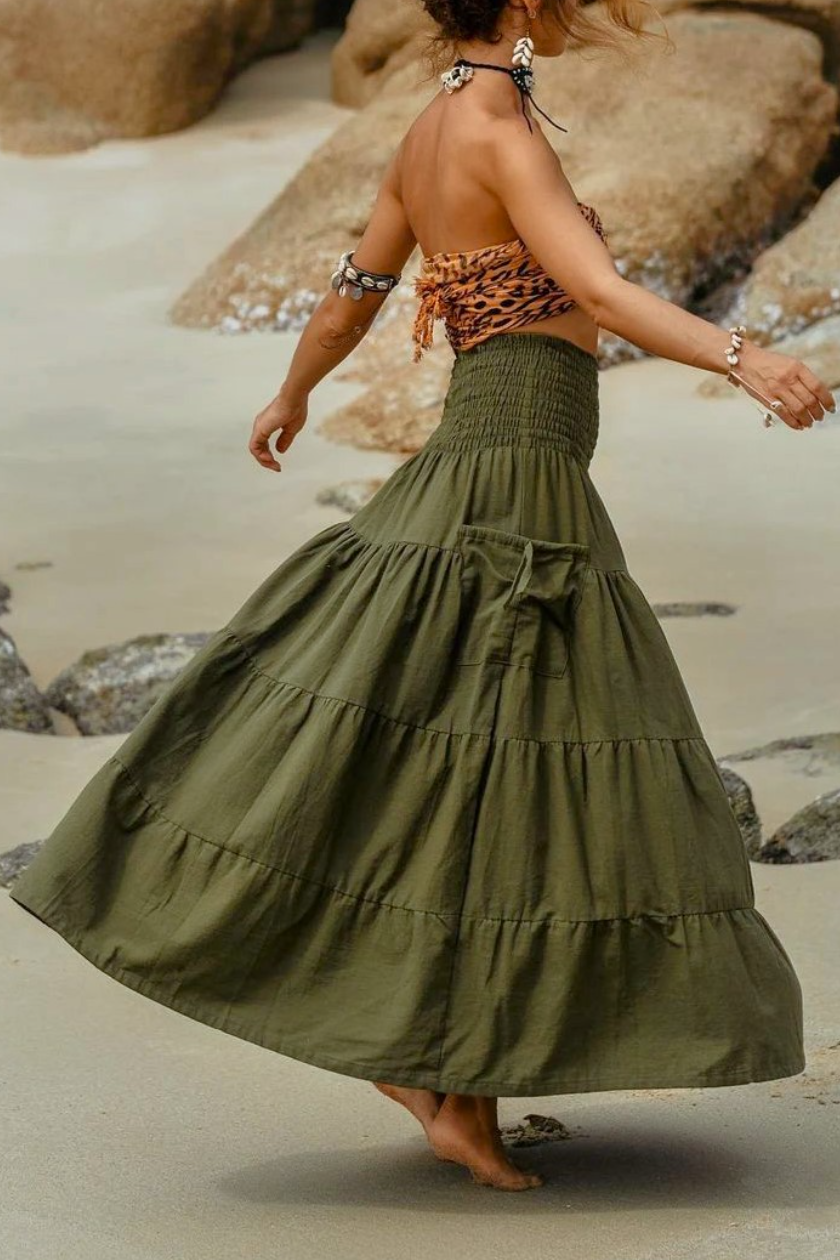 •AUDETTE• tiered maxi skirt