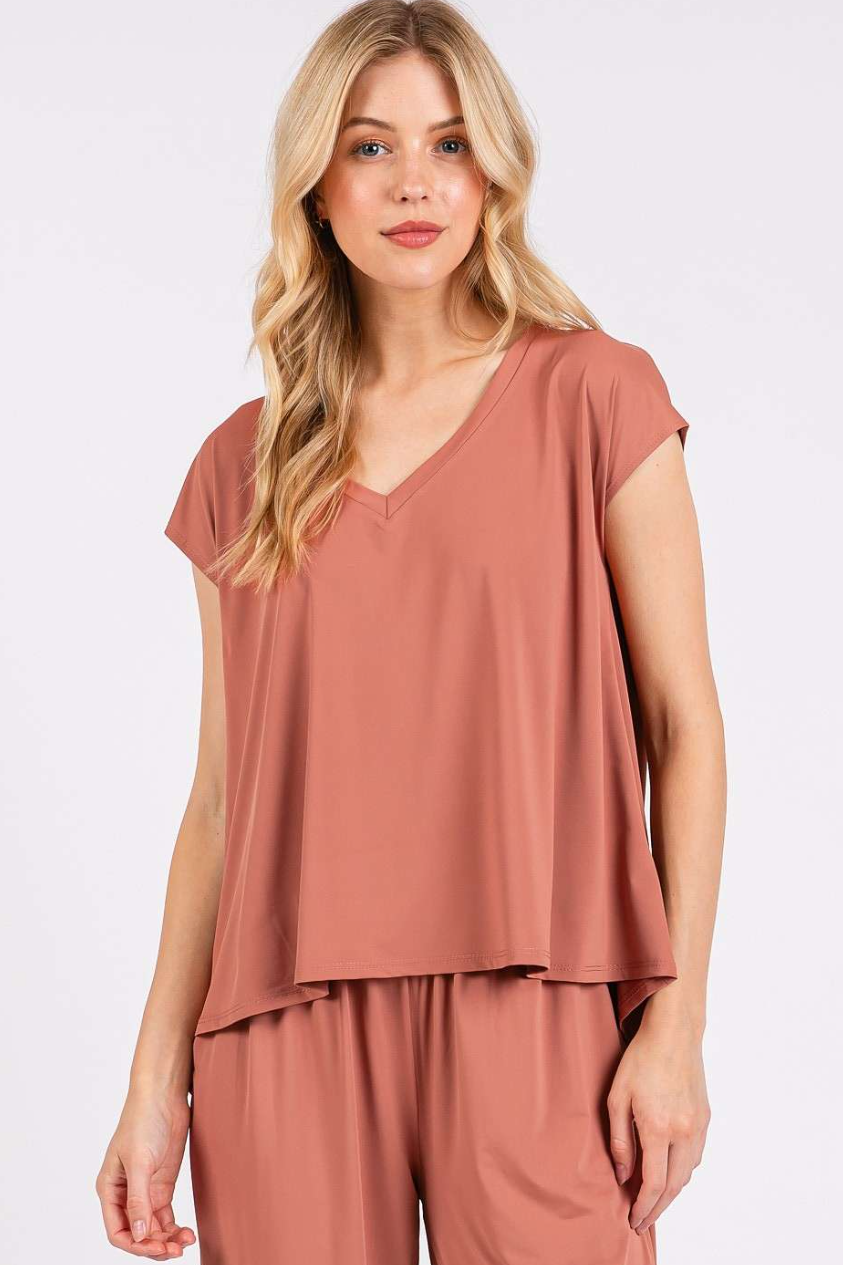 •FLOW• soft knit V-neck top (USA)