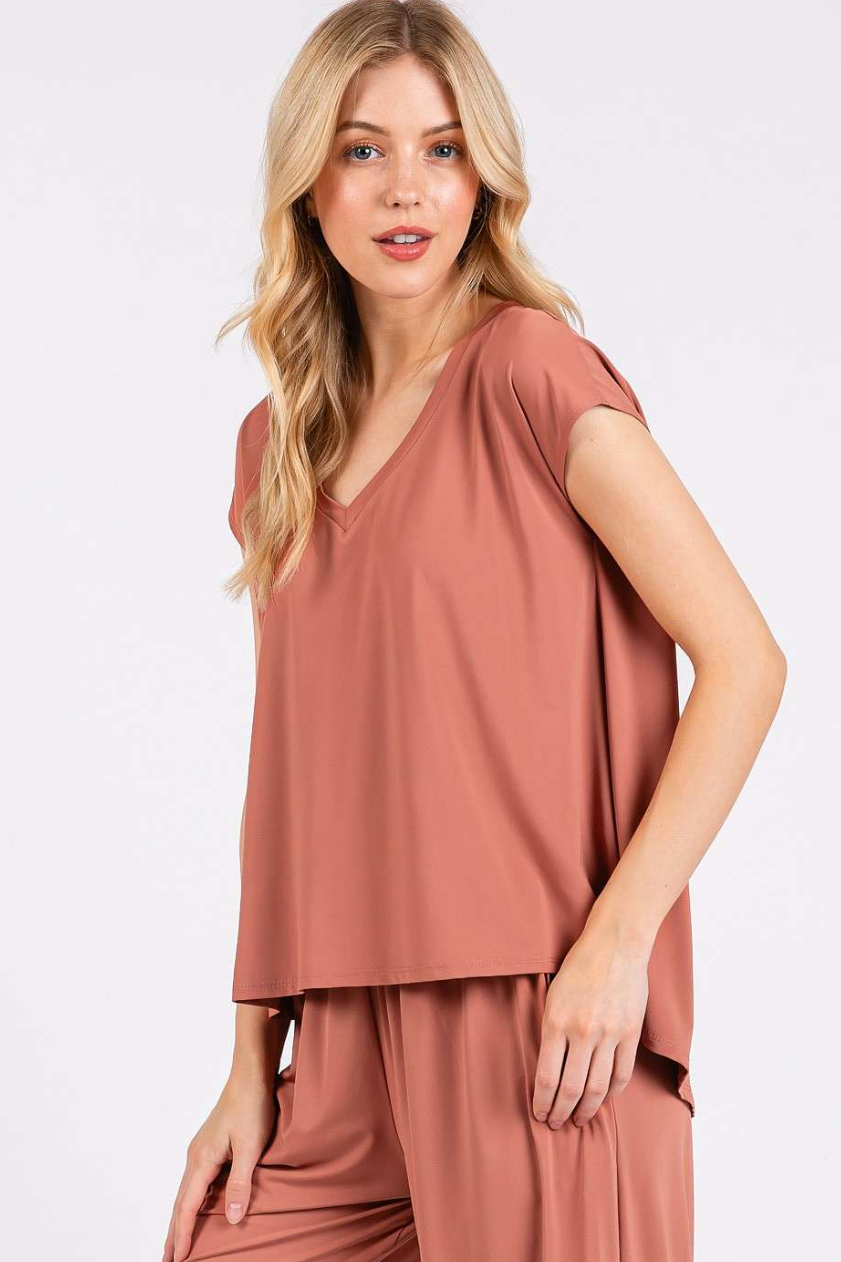 •FLOW• soft knit V-neck top (USA)
