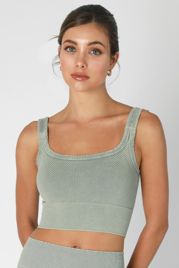 •CHEVRON SQUARE NECK• vintage washed cropped tank top (USA)