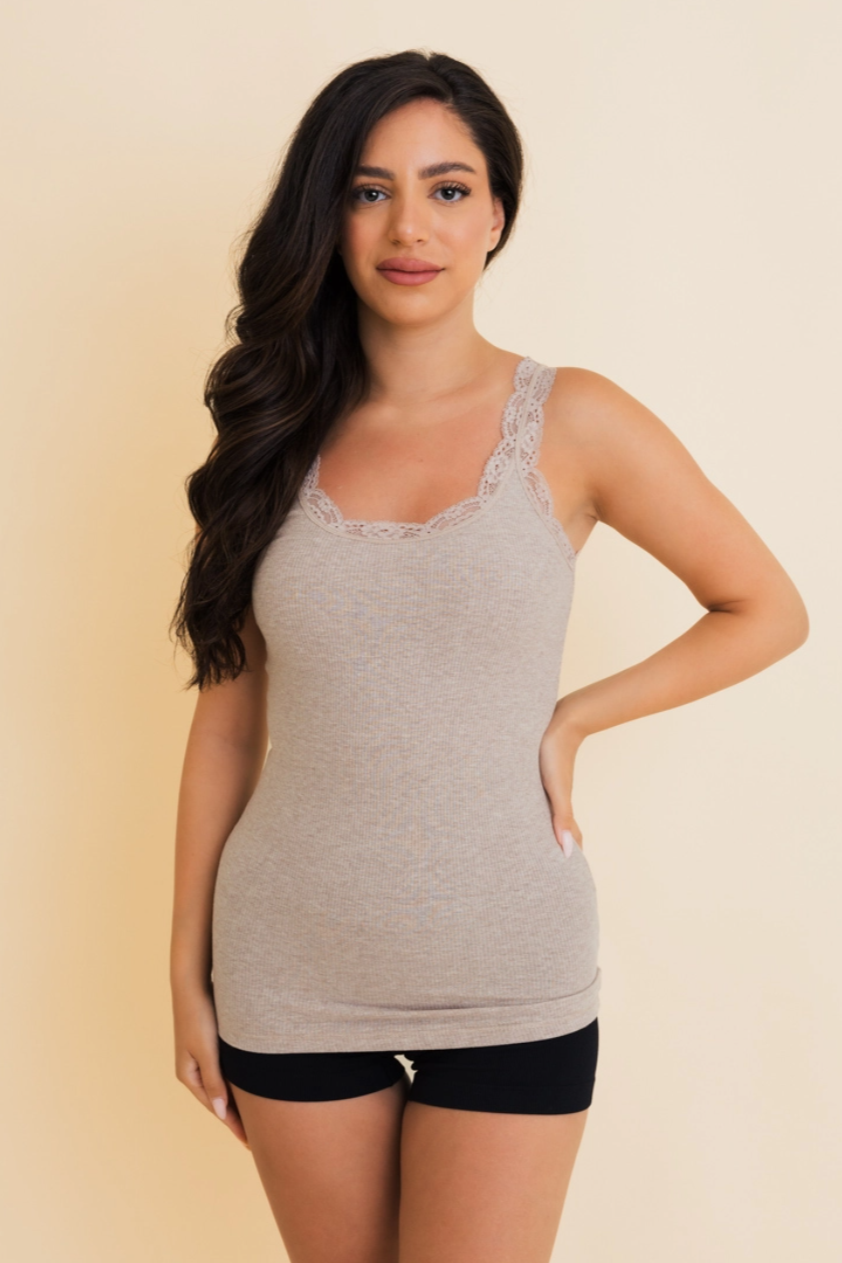 •SABINE• cotton blend lacy tank