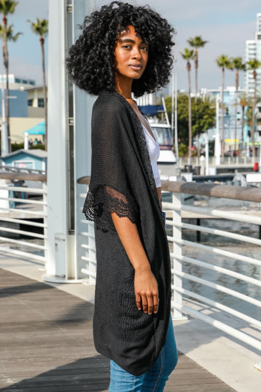 •CLAIRE• lacy crepe cardi