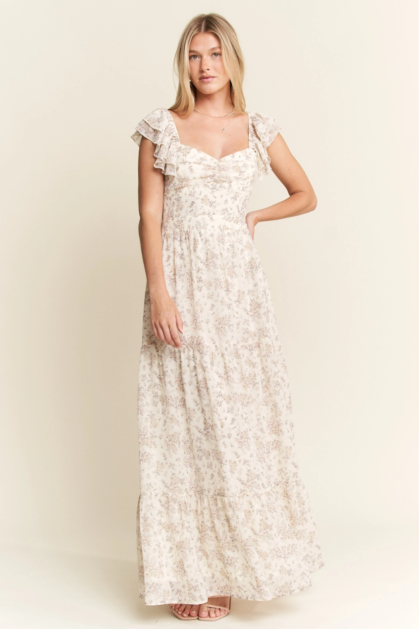 •DAPHNE• ruffle sleeve tiered maxi dress (USA)