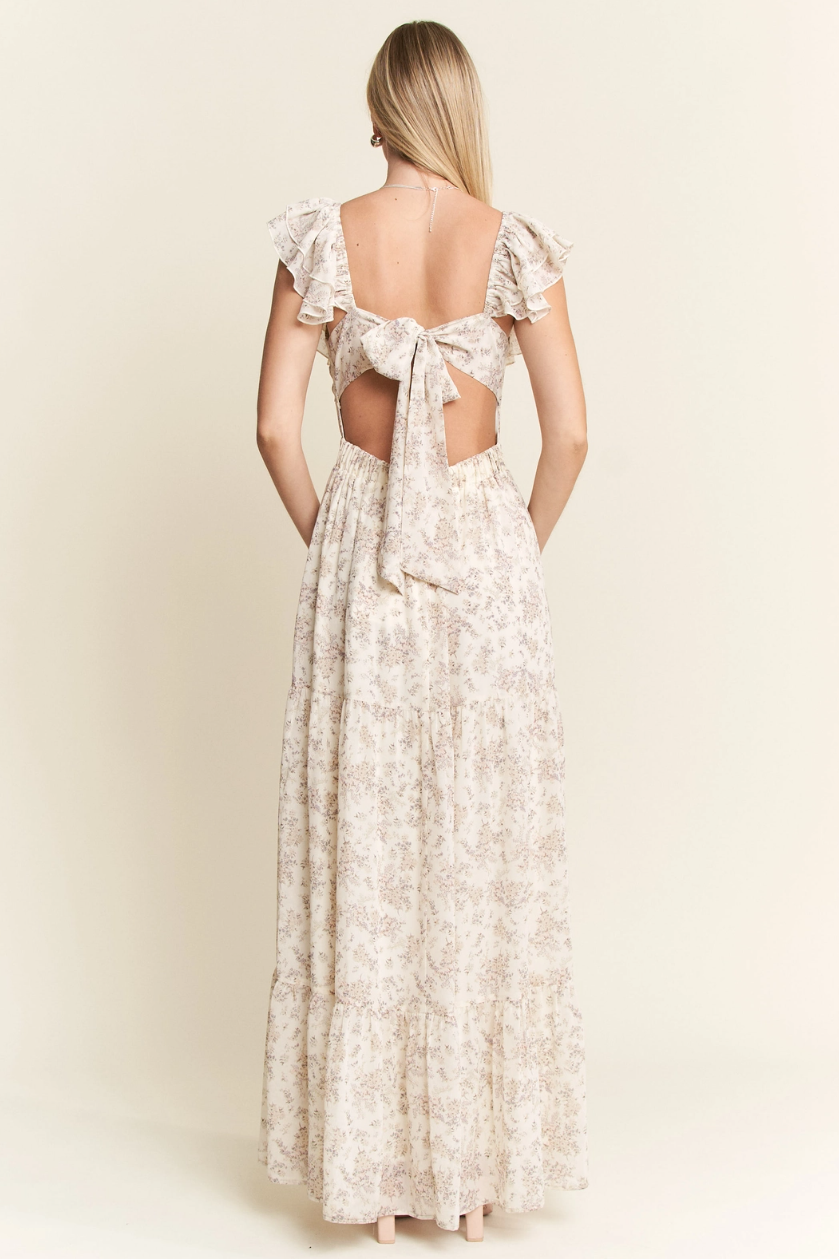 •DAPHNE• ruffle sleeve tiered maxi dress (USA)