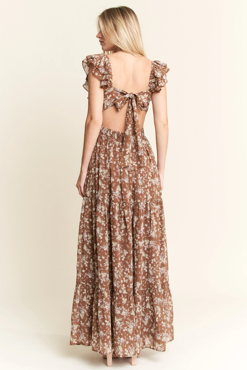 •DAPHNE• ruffle sleeve tiered maxi dress (USA)