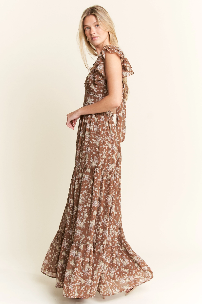 •DAPHNE• ruffle sleeve tiered maxi dress (USA)