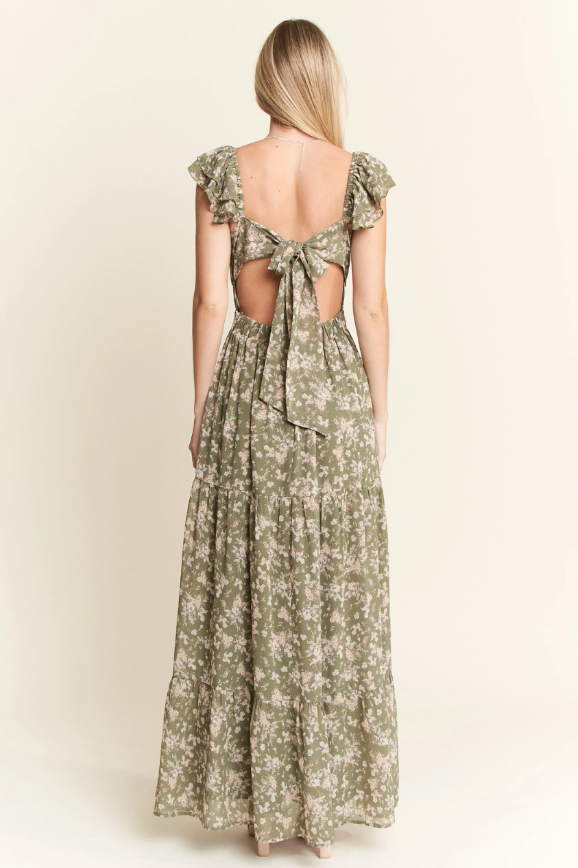 •DAPHNE• ruffle sleeve tiered maxi dress (USA)