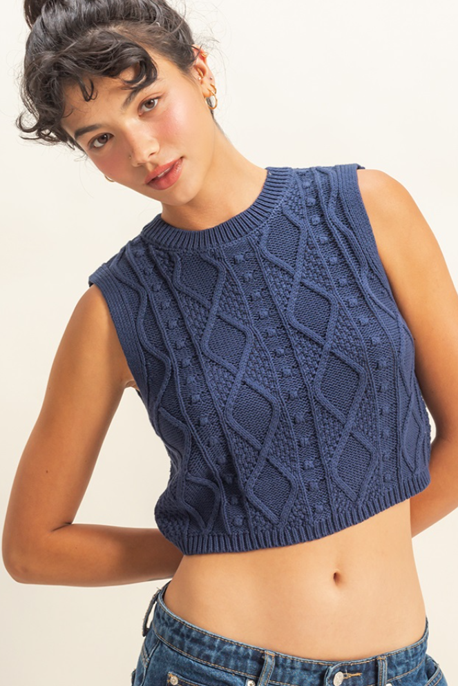 •RYAN• cropped mixed sweater knit top