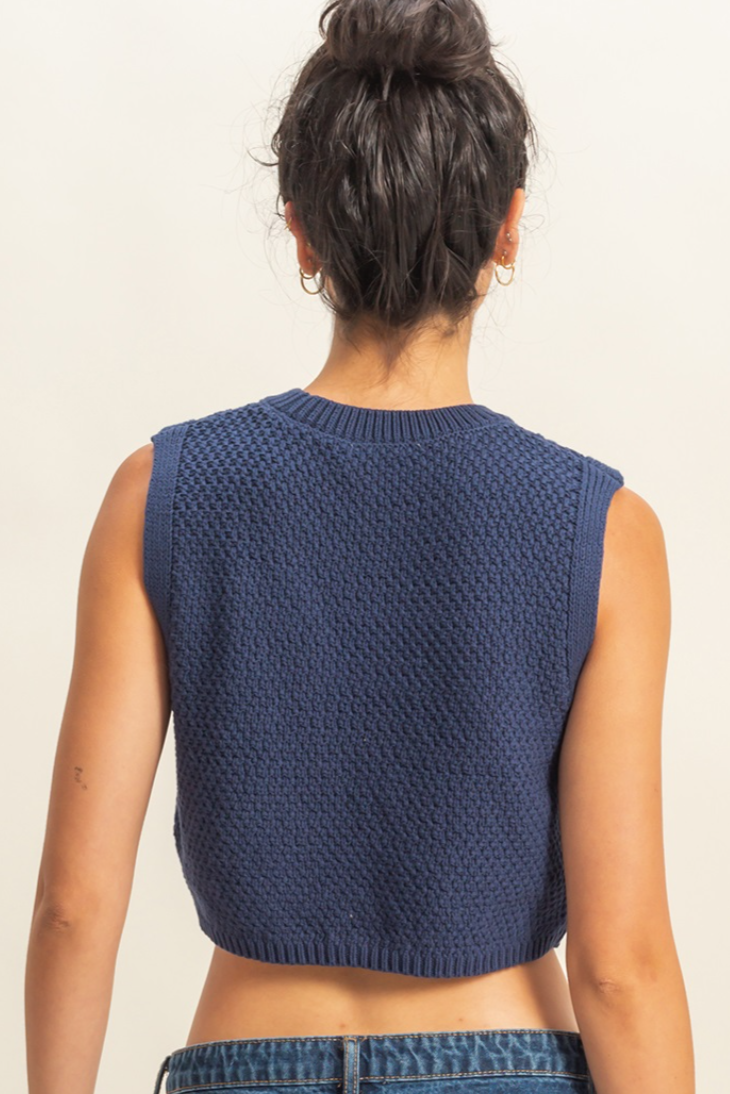 •RYAN• cropped mixed sweater knit top