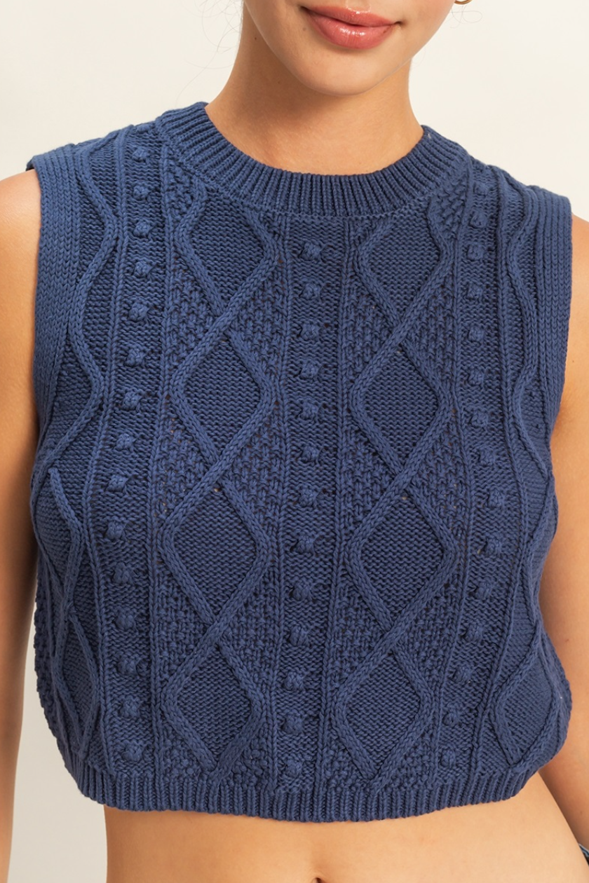 •RYAN• cropped mixed sweater knit top