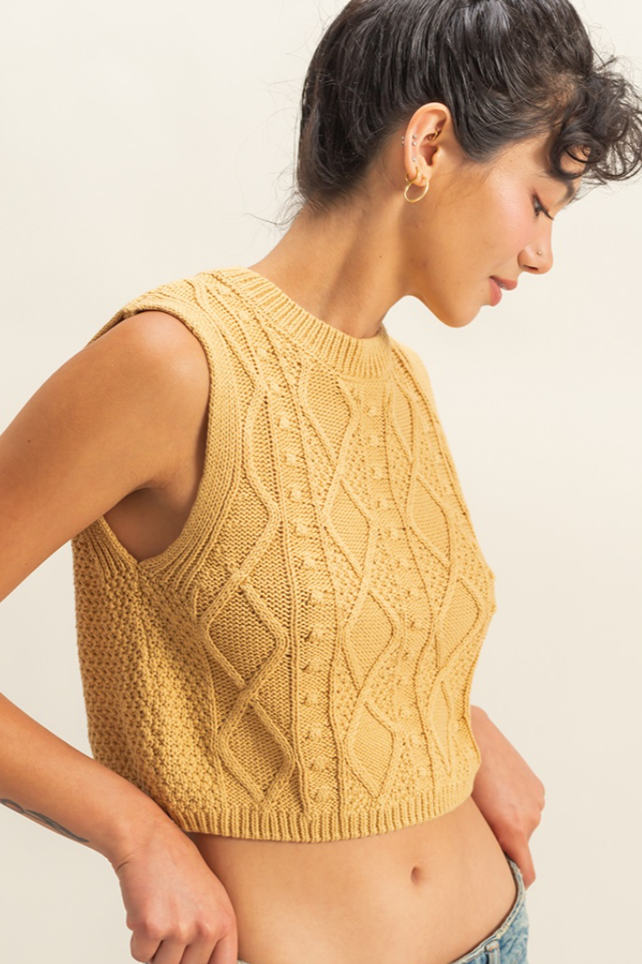 •RYAN• cropped mixed sweater knit top