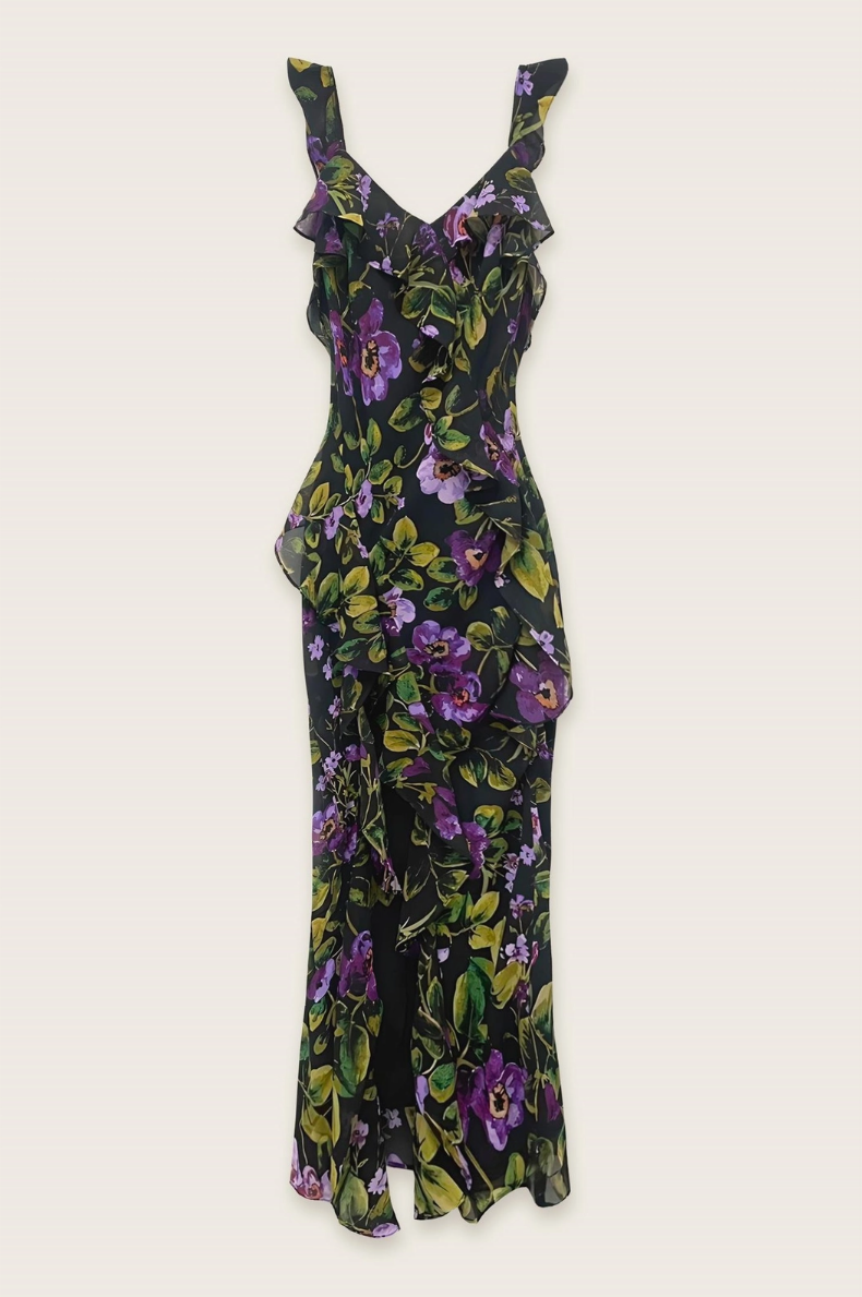 •VIOLET• floral chiffon midaxi dress