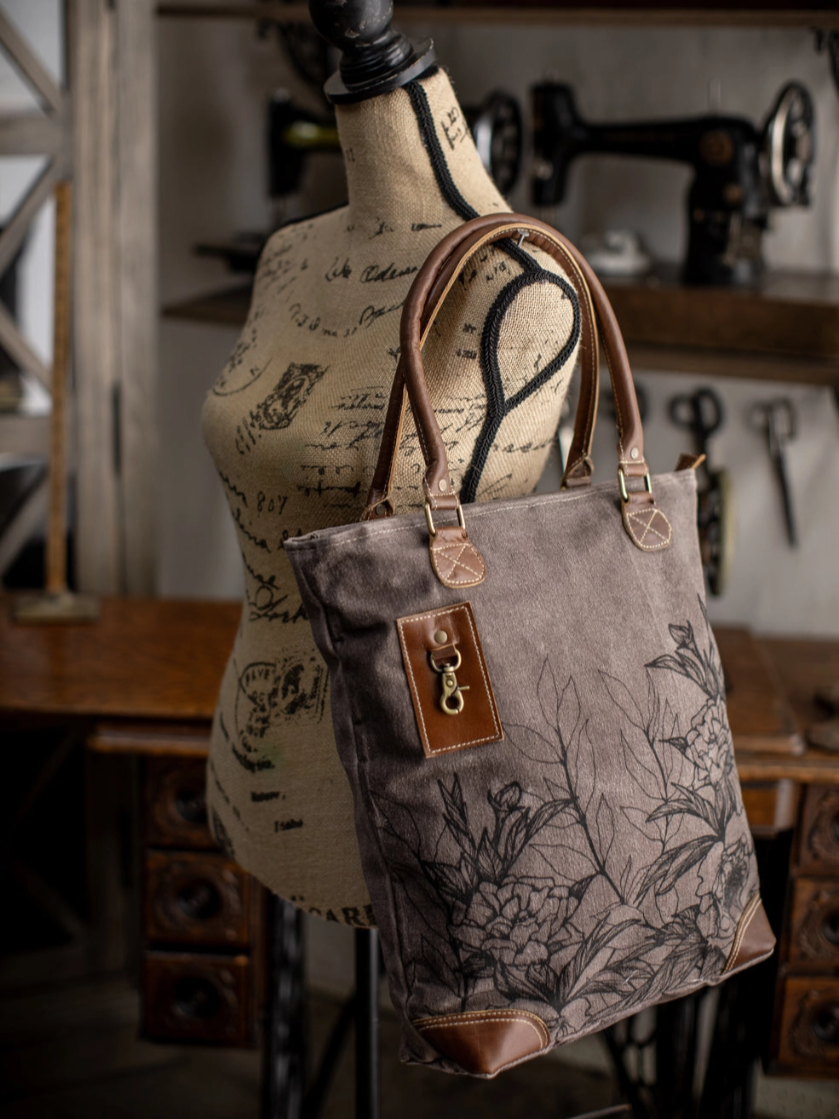 •PEONY BOTANIC• recycled canvas tote