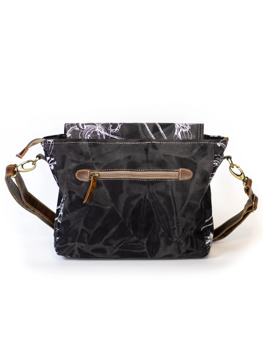 •SPRING BOTANIC• recycled canvas saddle bag