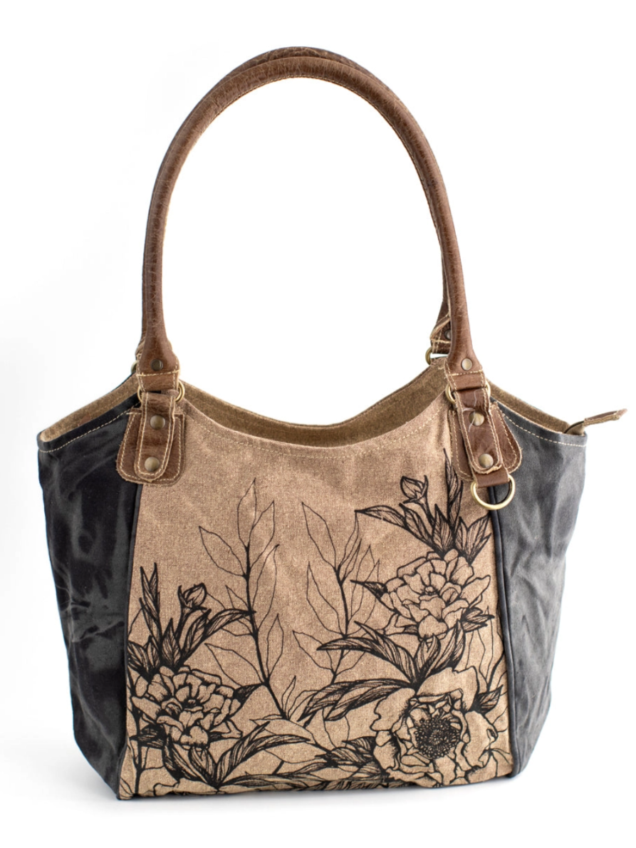 •PEONY BOTANIC• recycled canvas handbag