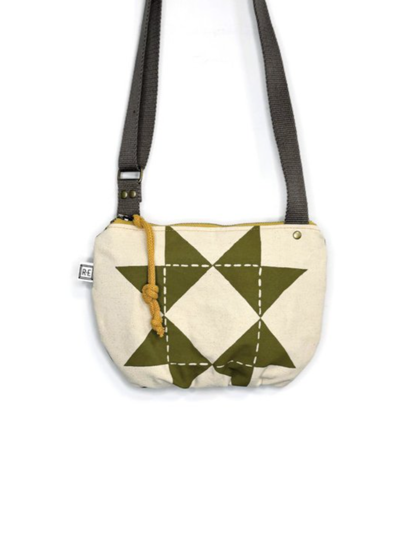 •DATE PURSE - BARN QUILT• waxed canvas crossbody