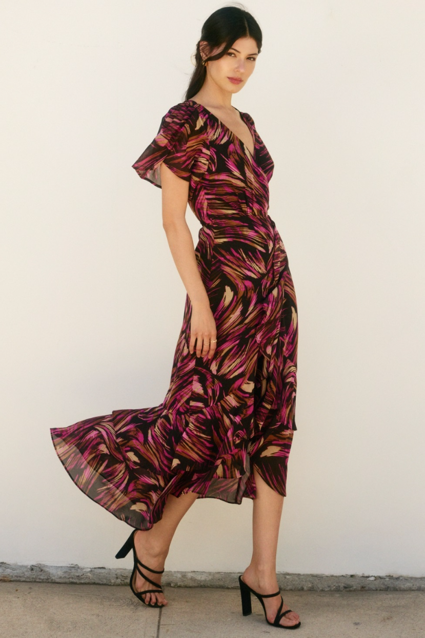 •LORNA• wrap style midi dress