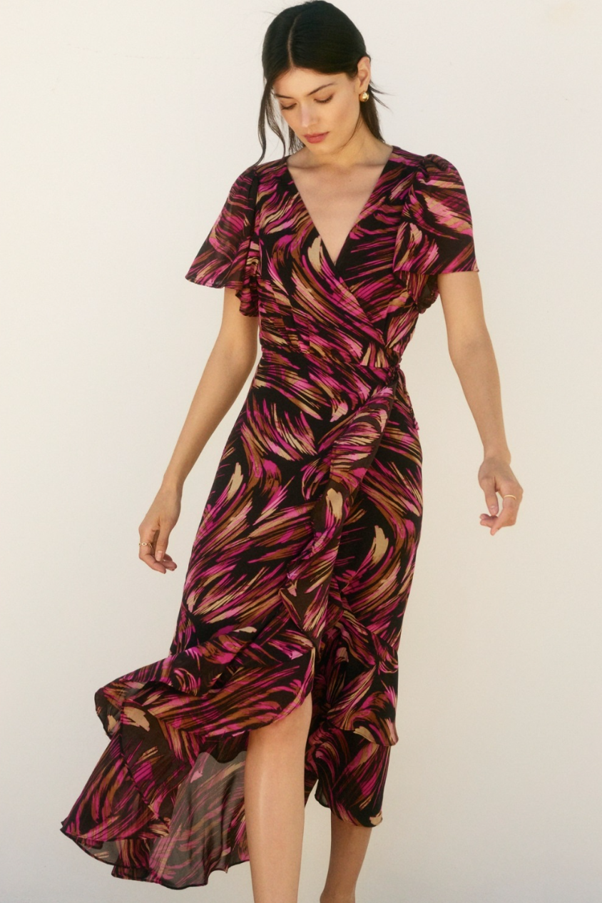 •LORNA• wrap style midi dress
