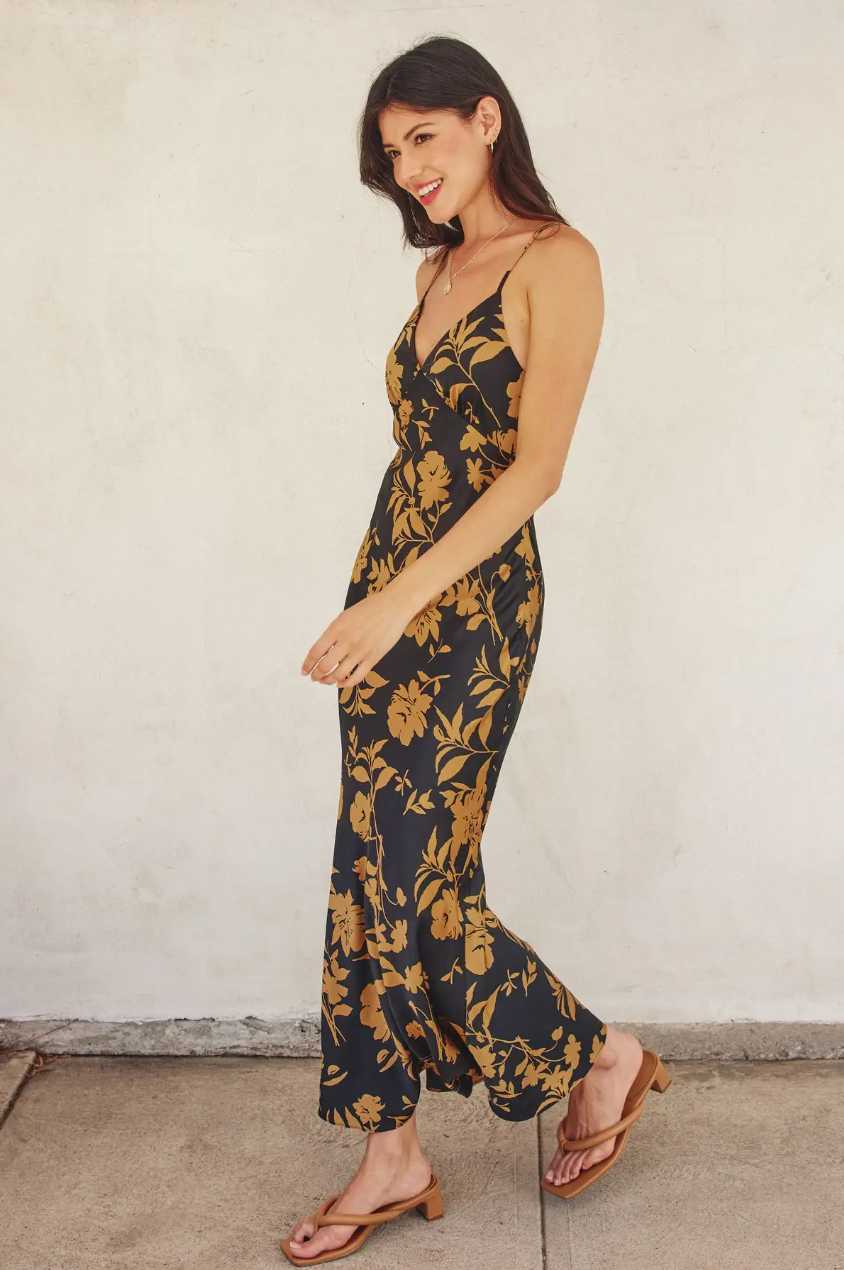 •GILDA• satin open back midaxi dress