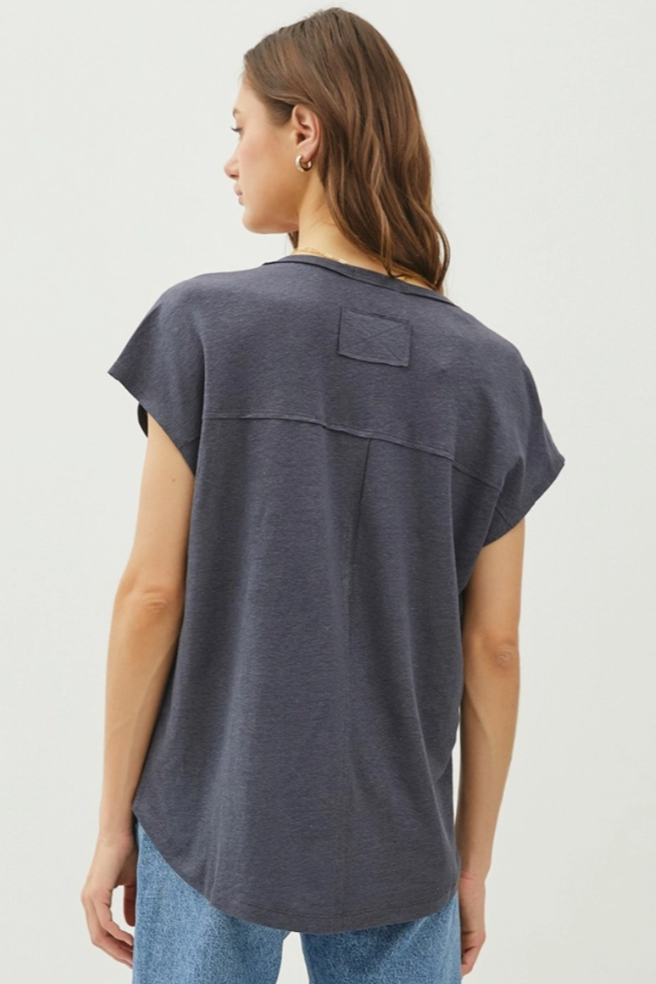 •SOPHIA• linen blend short sleeve tee