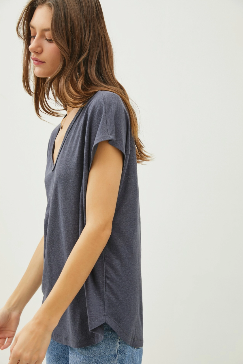 •SOPHIA• linen blend short sleeve tee