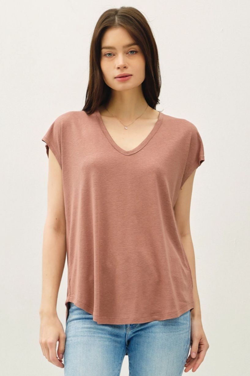 •SOPHIA• linen blend short sleeve tee