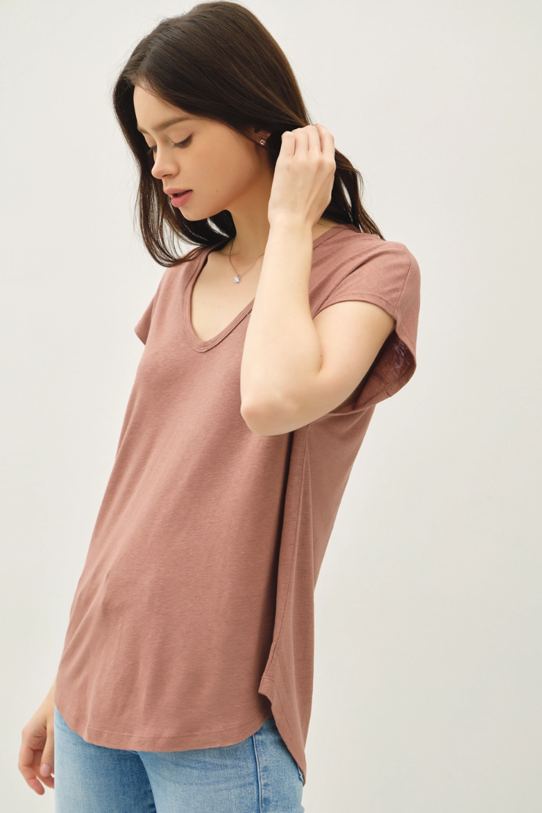 •SOPHIA• linen blend short sleeve tee