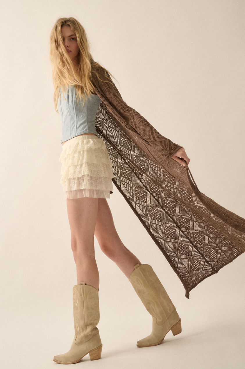 •MONTANA• pointelle crochet knit duster