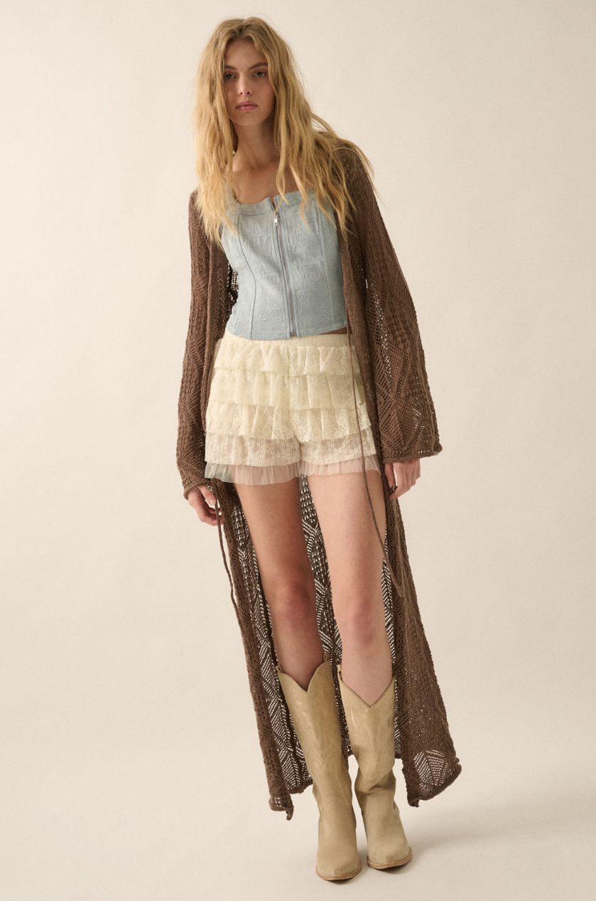 •MONTANA• pointelle crochet knit duster