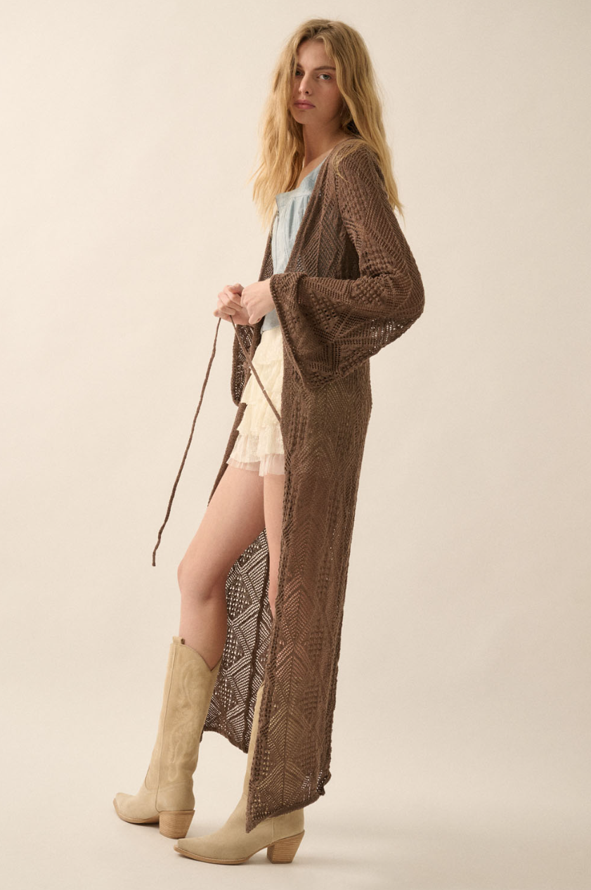 •MONTANA• pointelle crochet knit duster