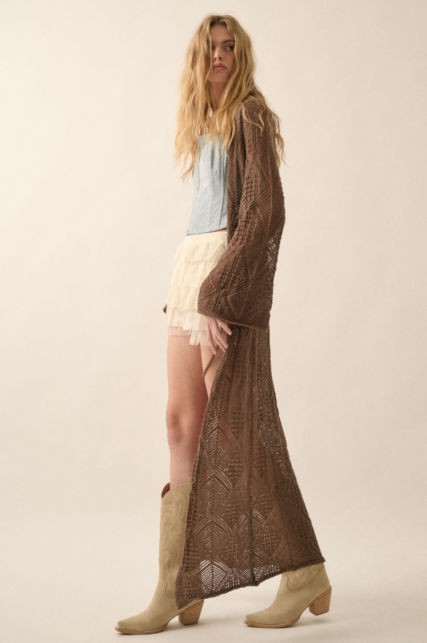 •MONTANA• pointelle crochet knit duster