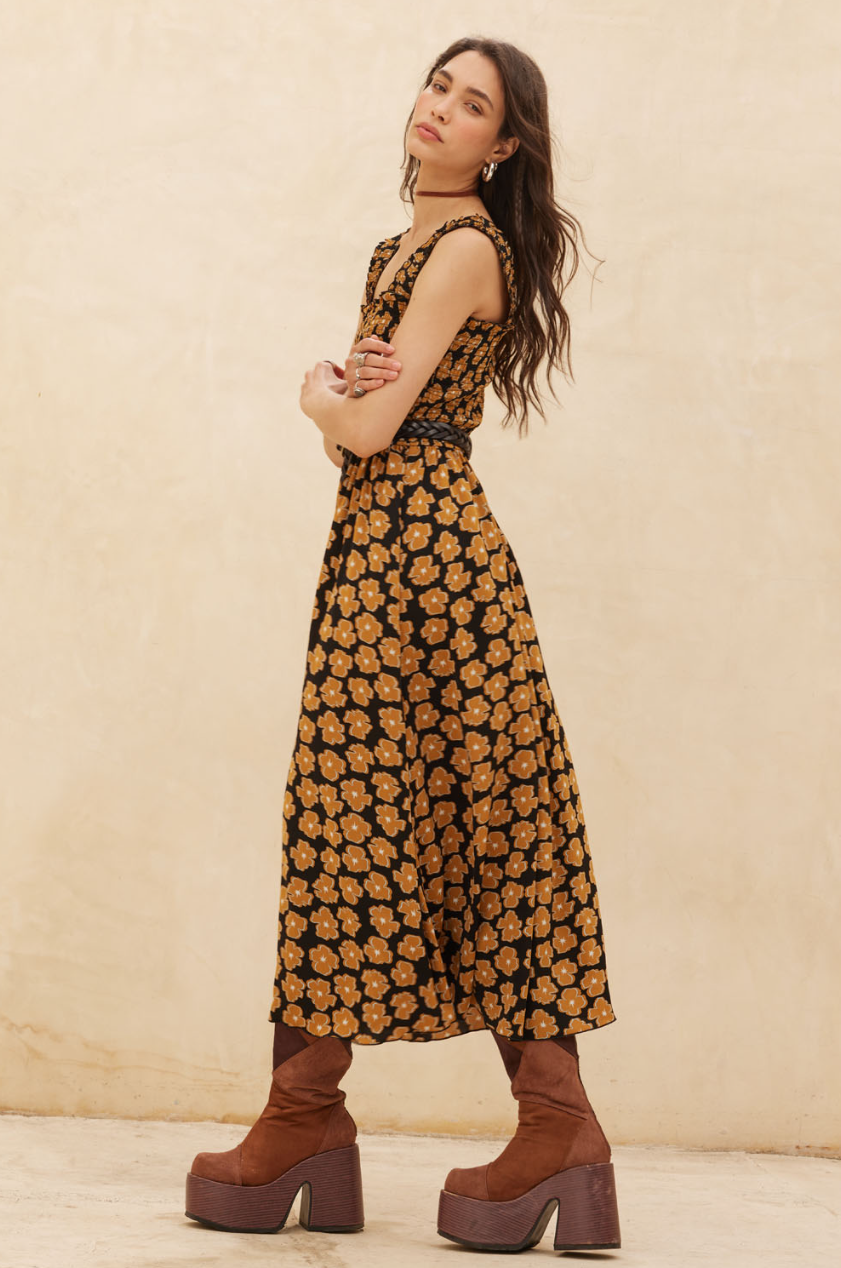 •POPPY• smocked bodice midi dress