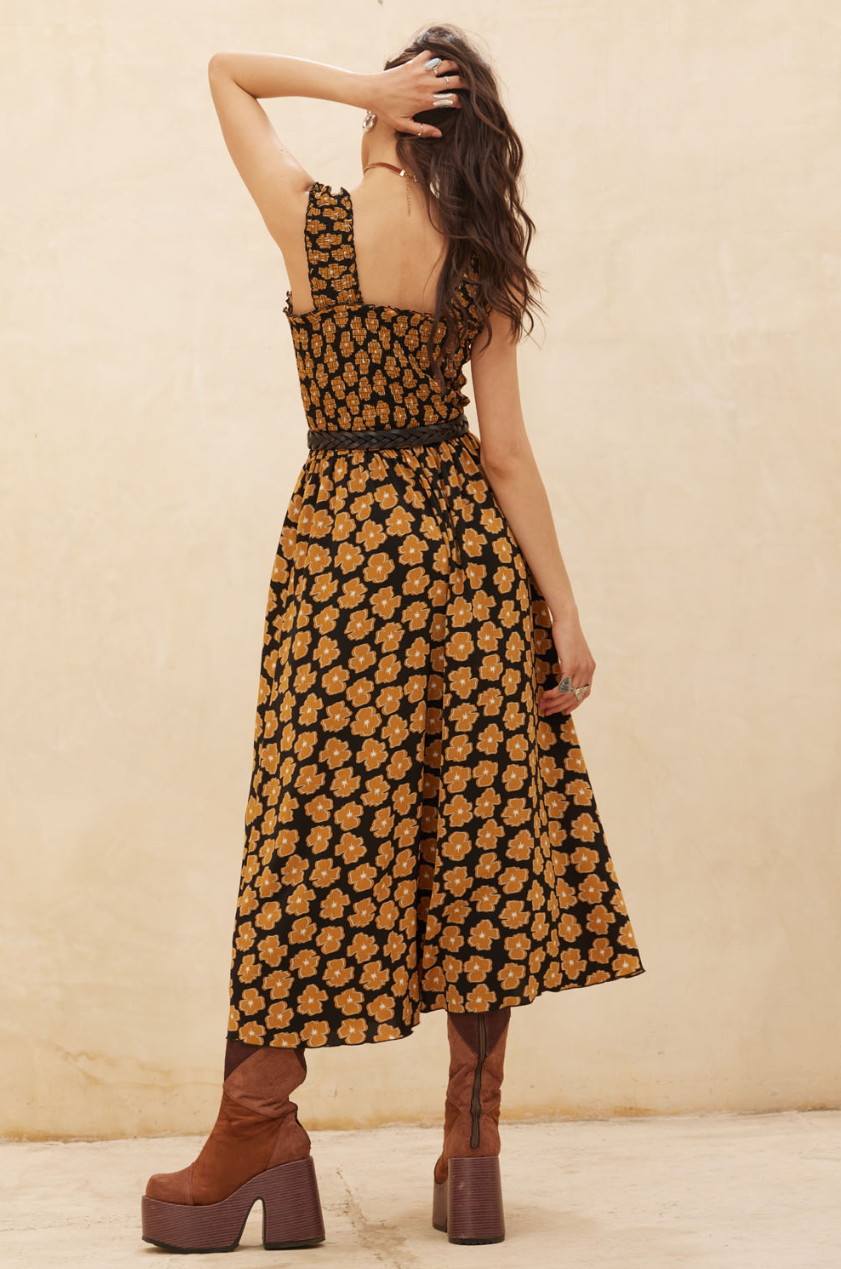 •POPPY• smocked bodice midi dress