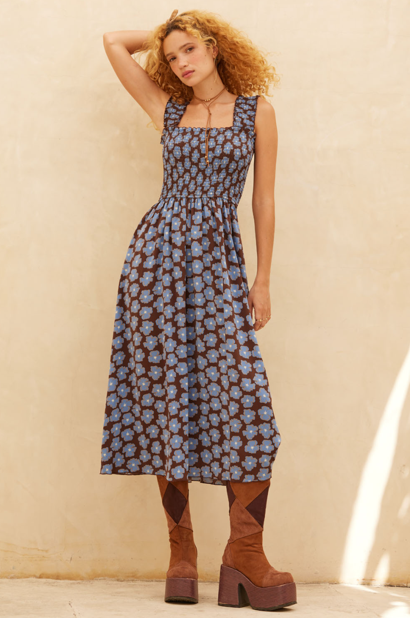•POPPY• smocked bodice midi dress