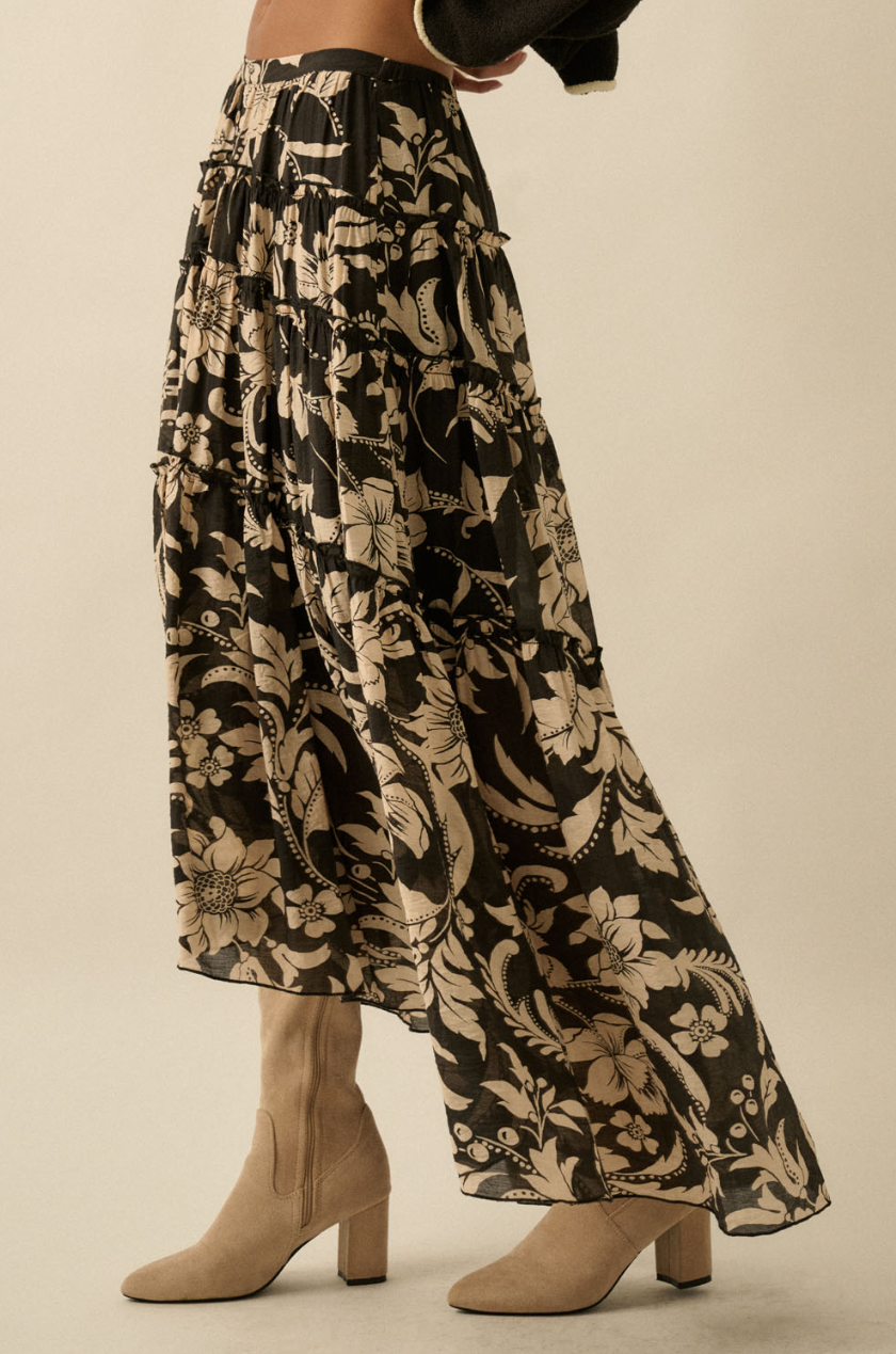 •ANALISE• tiered high-low midaxi skirt