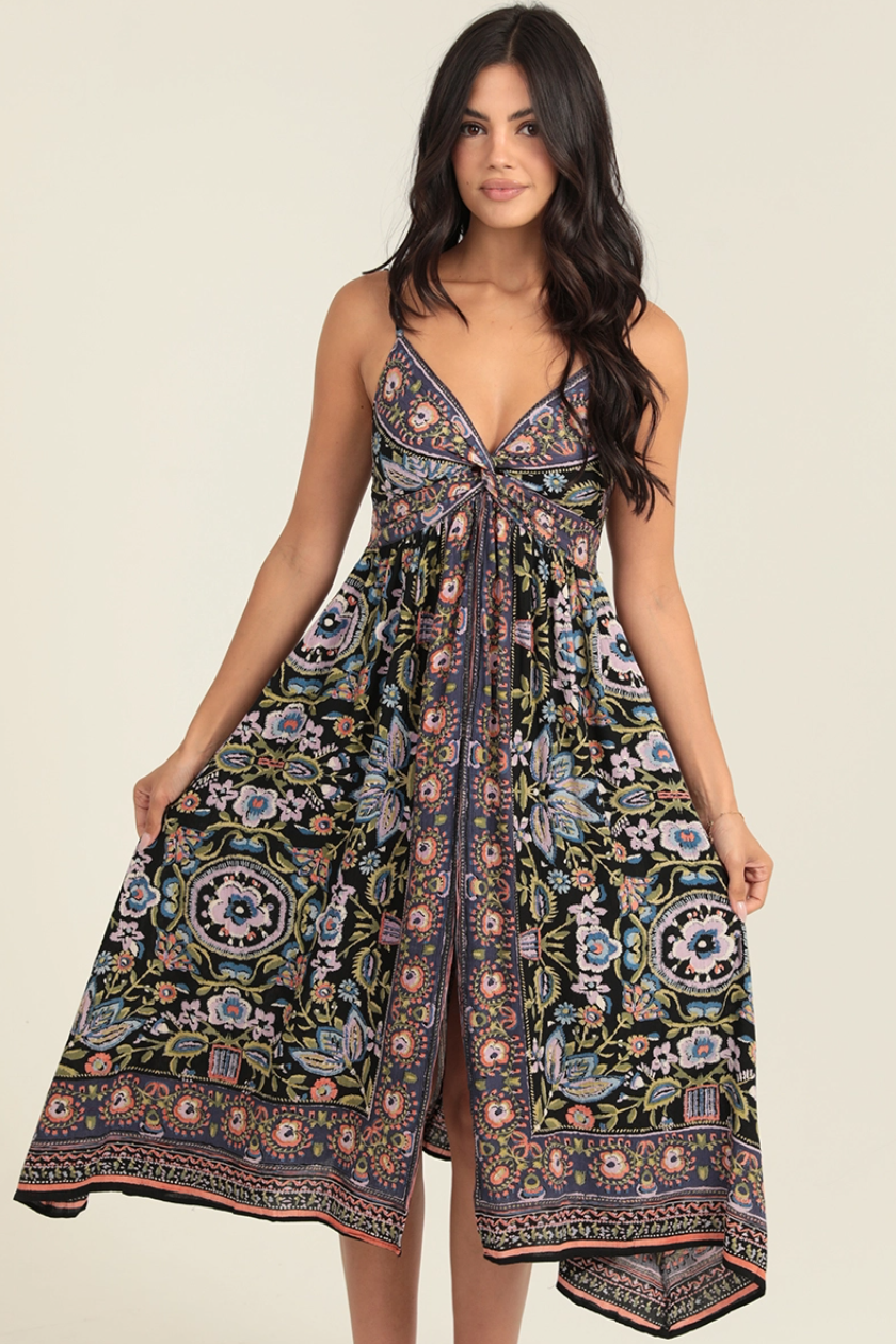 •DHARMA• twist front midi dress
