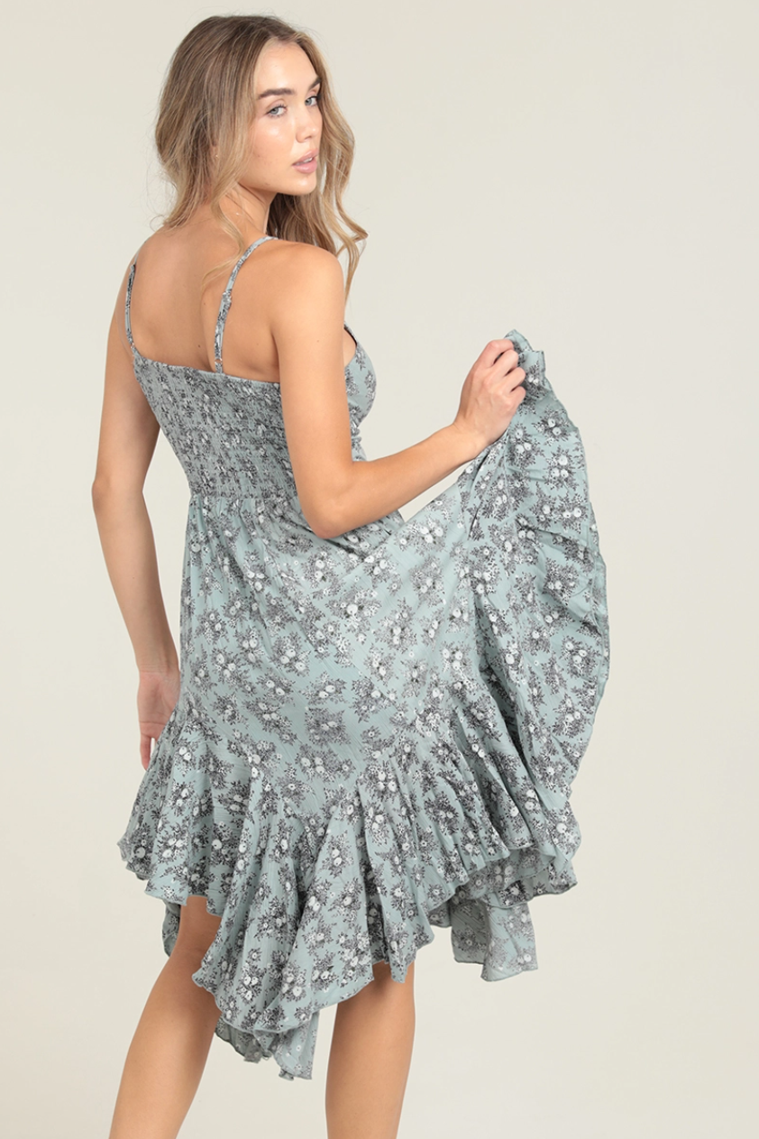 •BABY'S BREATH• flowy twist front midi dress