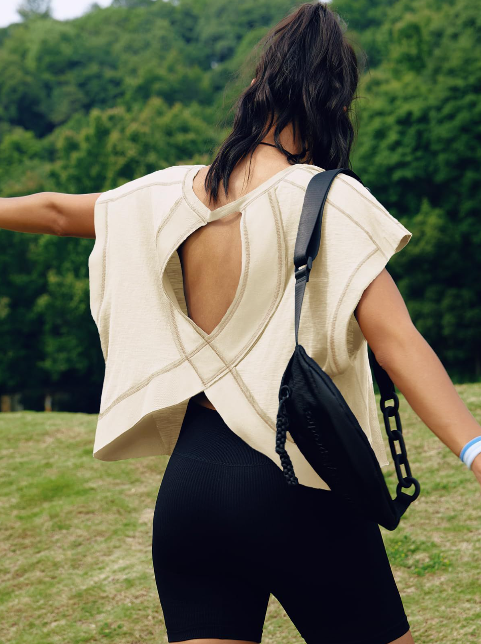 •TONYA• cutout back tee