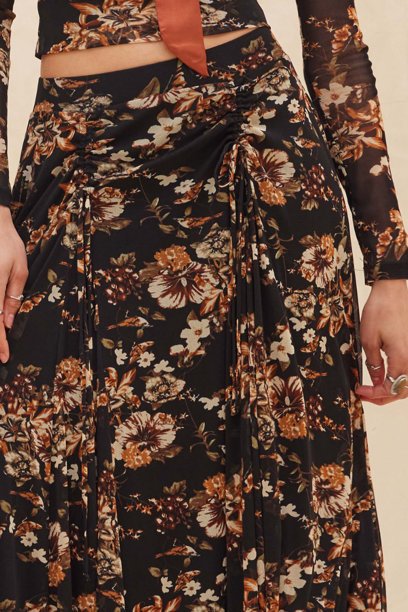 •CHARLOTTE• floral mesh midaxi skirt