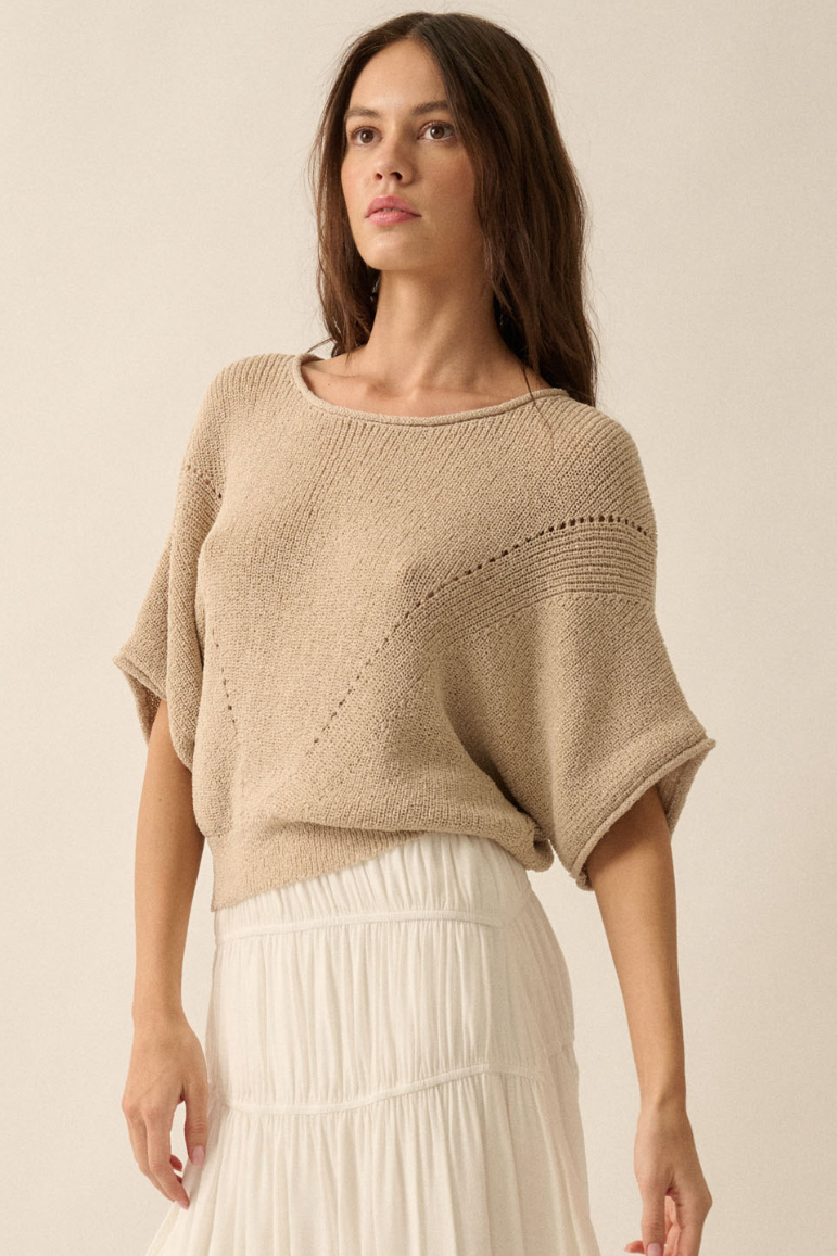 •JOSEPHINE• pointelle ribbed knit sweater