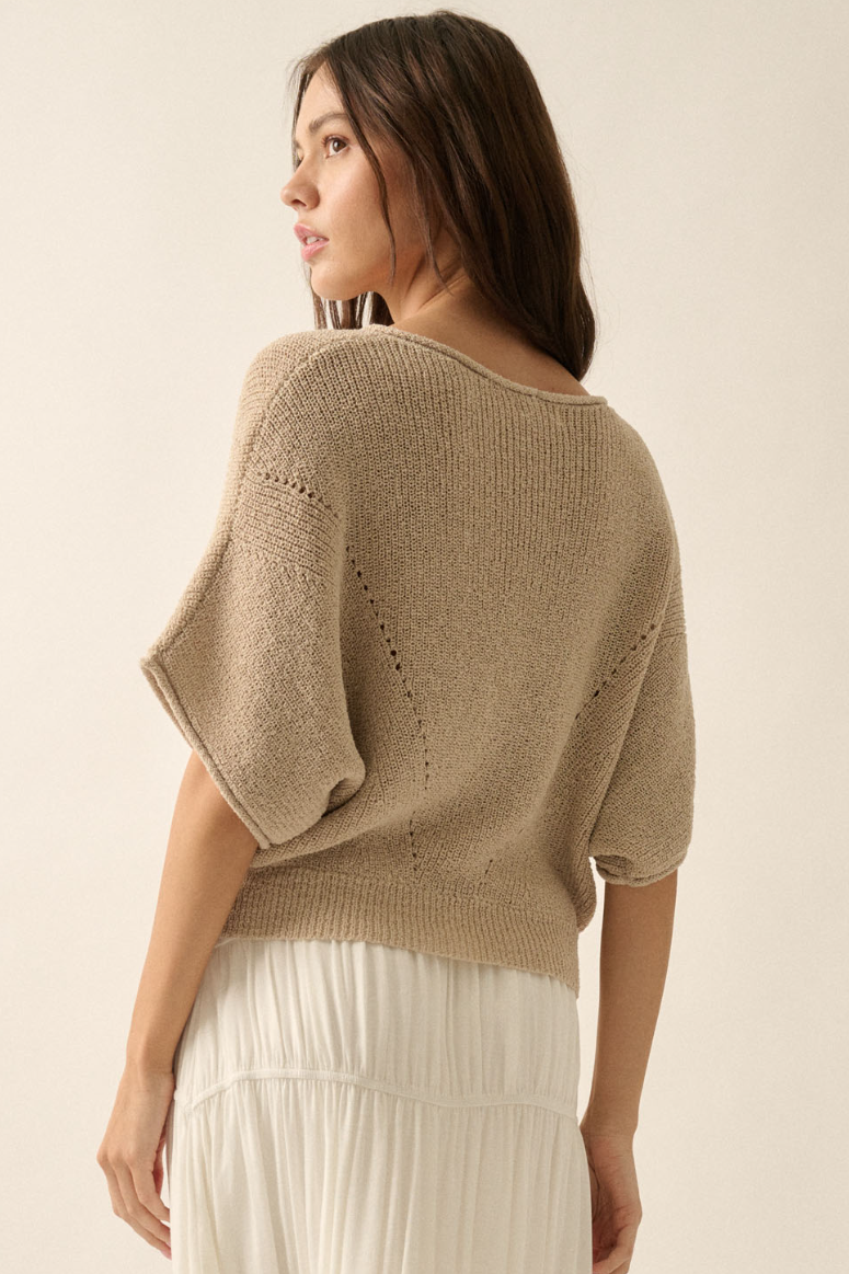 •JOSEPHINE• pointelle ribbed knit sweater