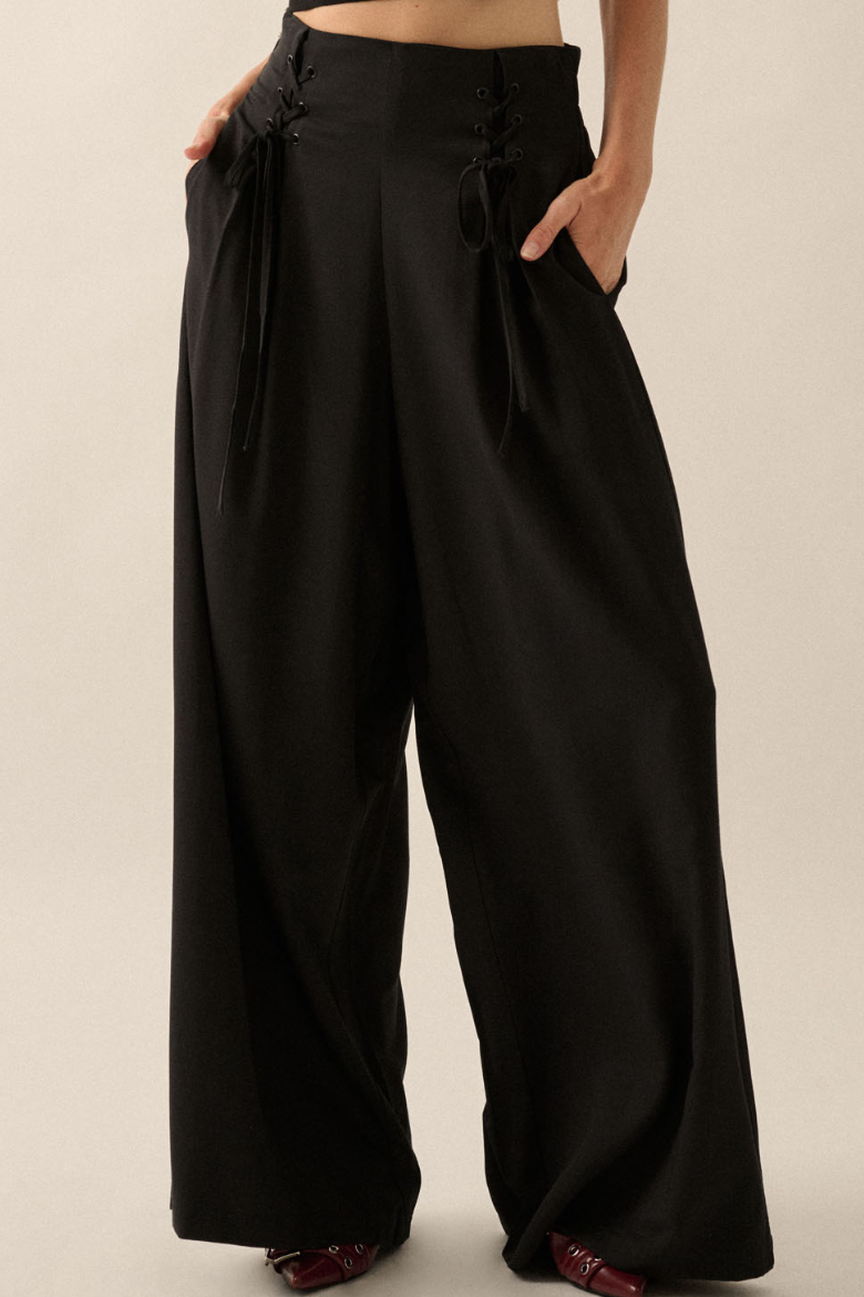 •COLETTE• corset pleat wide leg pants