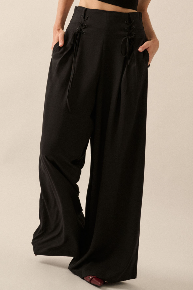 •COLETTE• corset pleat wide leg pants