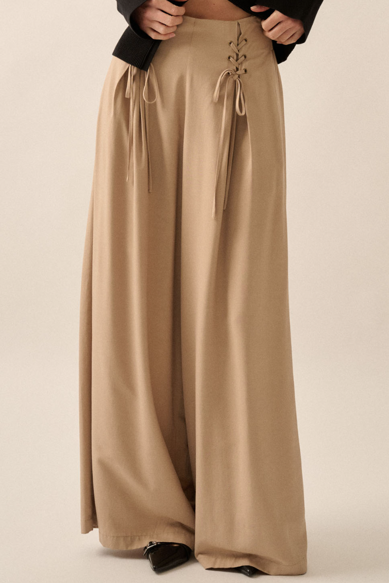 •COLETTE• corset pleat wide leg pants