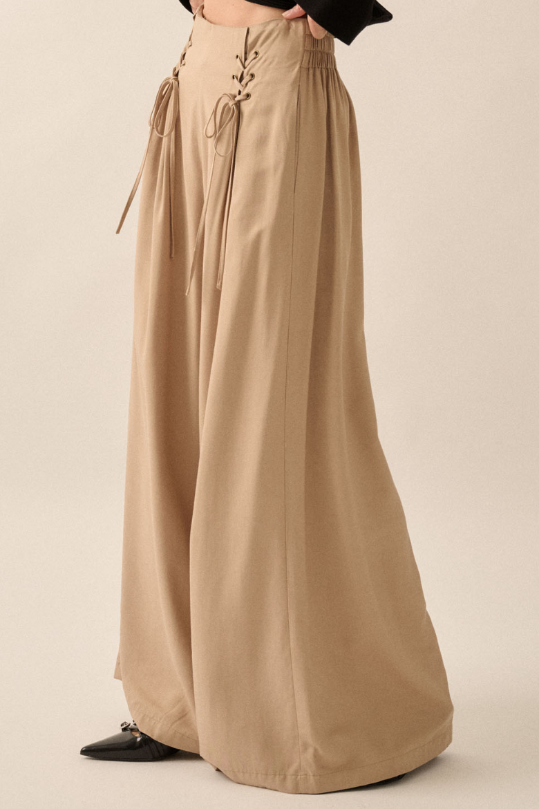 •COLETTE• corset pleat wide leg pants