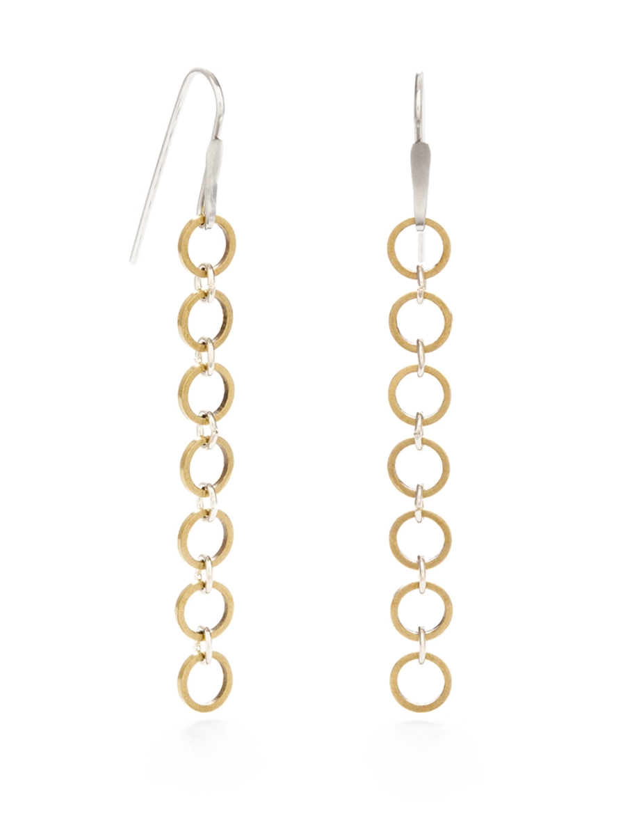 •CIRCLE CASCADE• mixed metal dangle earrings