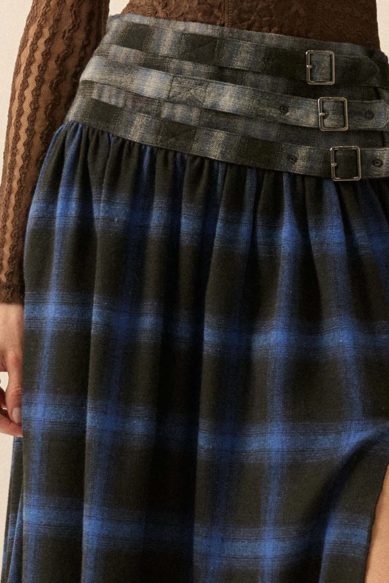 •MACKENZIE• plaid flannel midaxi skirt
