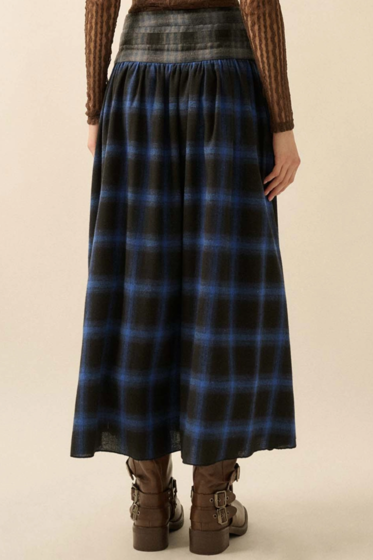 •MACKENZIE• plaid flannel midaxi skirt